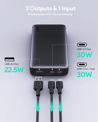 Aukey Sprint X 20K 30W 20000mAh Portable Power Bank with PD3.0 (PB-Y42).