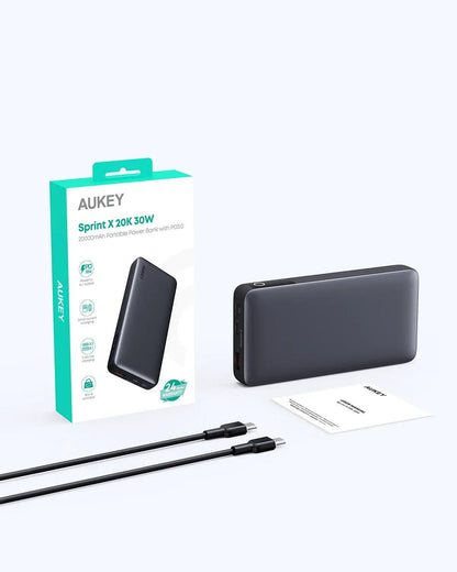 Aukey Sprint X 20K 30W 20000mAh Portable Power Bank with PD3.0 (PB-Y42).