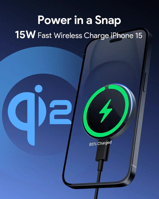 Aukey Magfusion Aura Qi2 Magnetic Fast Wireless Charger (LC-MC10).