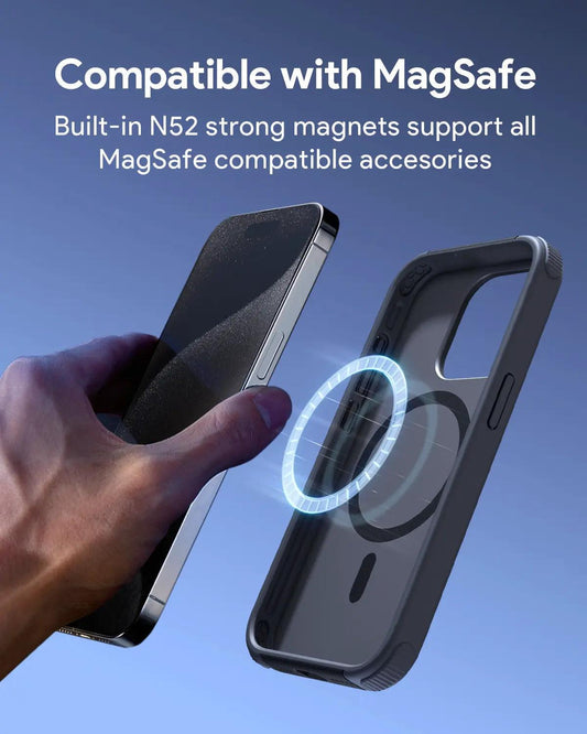 Aukey Urban Guard Elite Magnetic Hard-Shell iPhone 15 Pro Max Phone Case - Dark Gray (UG10D).