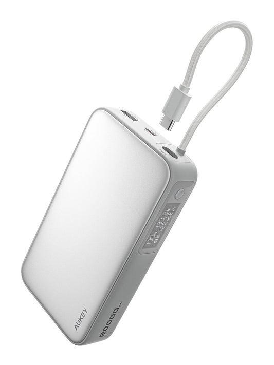 Aukey Spark Sling 20000 Compact Fast Charging Power Bank with Built-in USB-C Cable (PB-Y48).