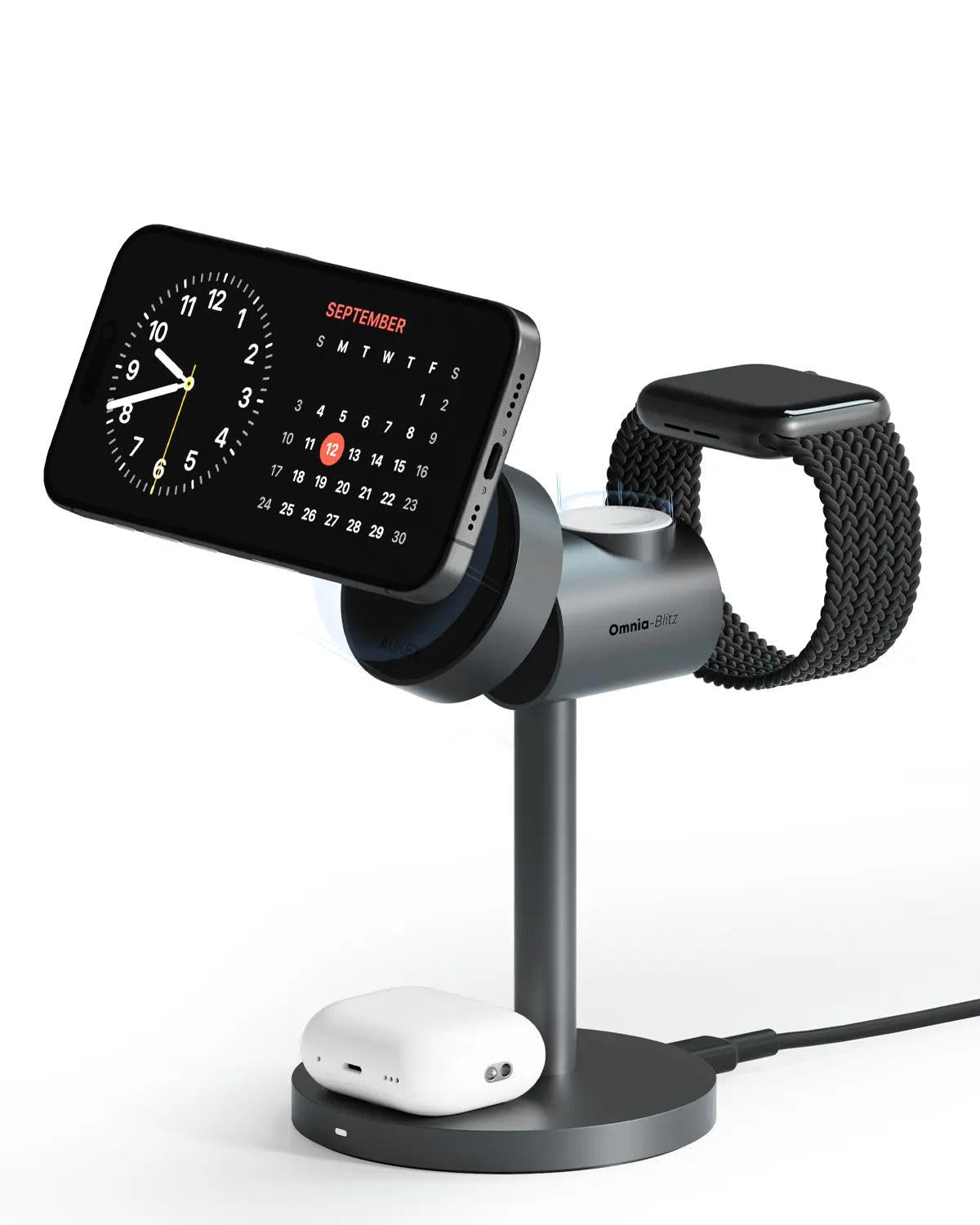 Aukey MagFusion 3-in-1 Qi2 Magnetic Fast Wireless Charging Station (LC-MC311).