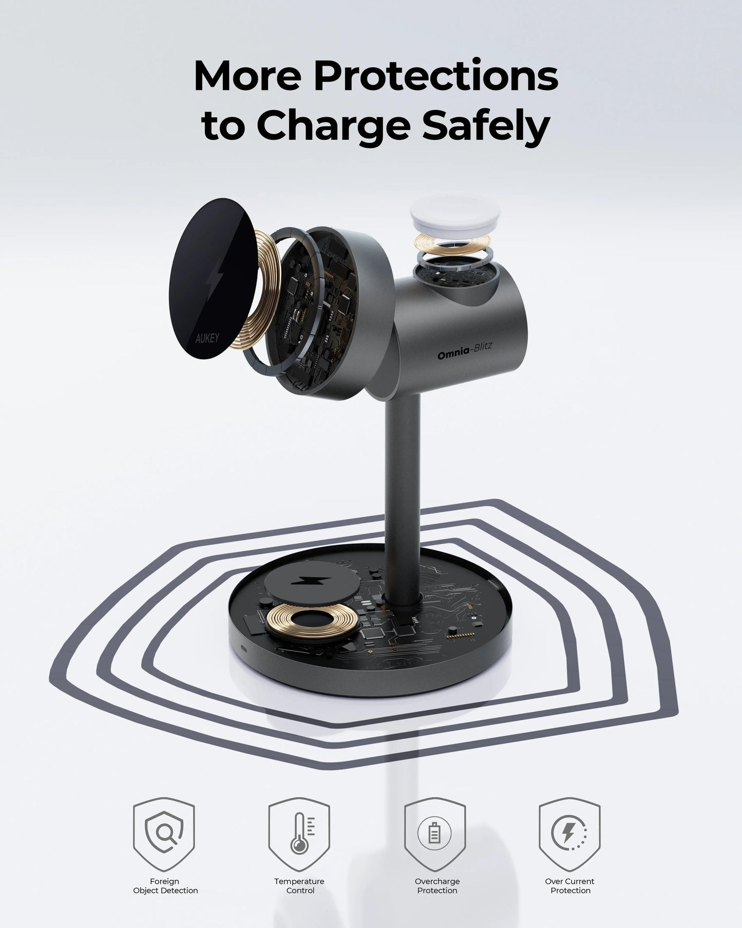 Aukey MagFusion 3-in-1 Qi2 Magnetic Fast Wireless Charging Station (LC-MC311).