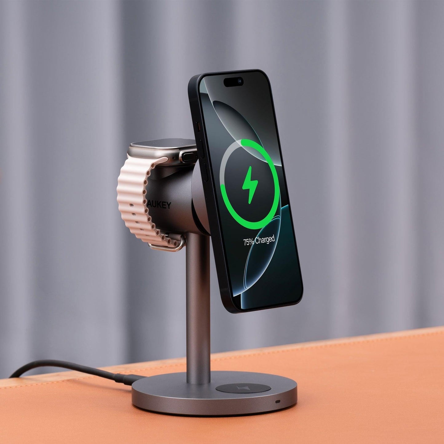 Aukey MagFusion 3-in-1 Qi2 Magnetic Fast Wireless Charging Station (LC-MC311).