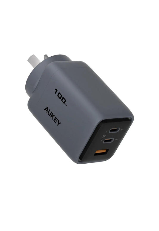 Aukey Comet 100W PD Fast Wall Charger GaN USB-C with 100W 1.8m USB-C to C Cable (PA-C5).