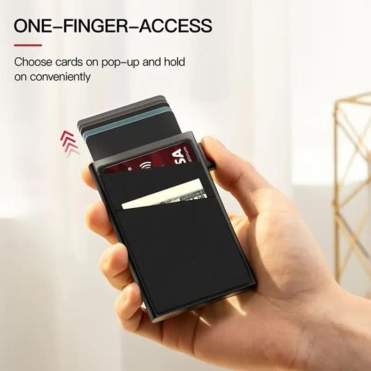 Contemporary Acrylic RFID Blocking Card Holder - Minimalist Business Wallet for Men, Automatic Pop-Up, 1pc.
