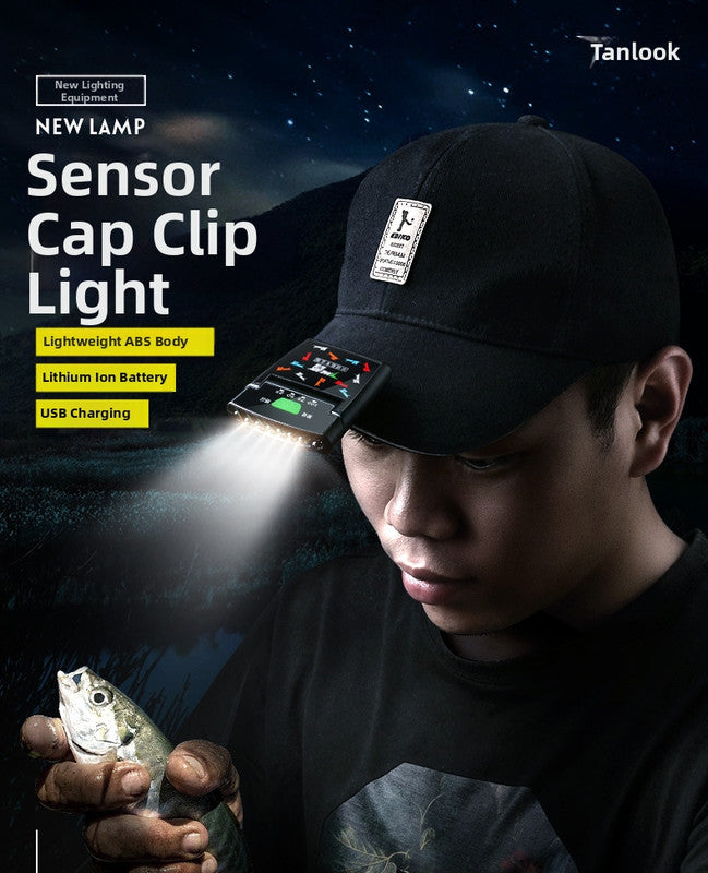 Outdoor sports products  Dew detection LED induction headlight, rechargeable strong light for night fishing.