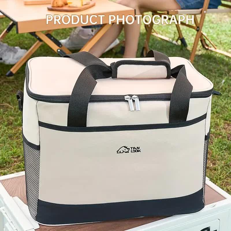 Blue Portable Insulated Cooler Bag for Camping & Picnics - Durable Outdoor Storage Tote.