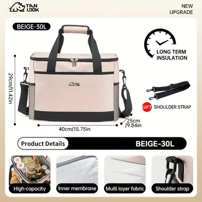 Blue Portable Insulated Cooler Bag for Camping & Picnics - Durable Outdoor Storage Tote.