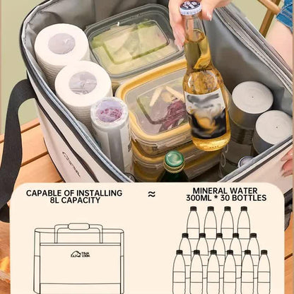 Blue Portable Insulated Cooler Bag for Camping & Picnics - Durable Outdoor Storage Tote.