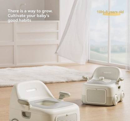 baby portable toilet, potty training, weaning off diapers, soft PU cushion, night-light, bathroom accessories, Australian market, toddler toilet seat - Misty Milk Green - Size Three