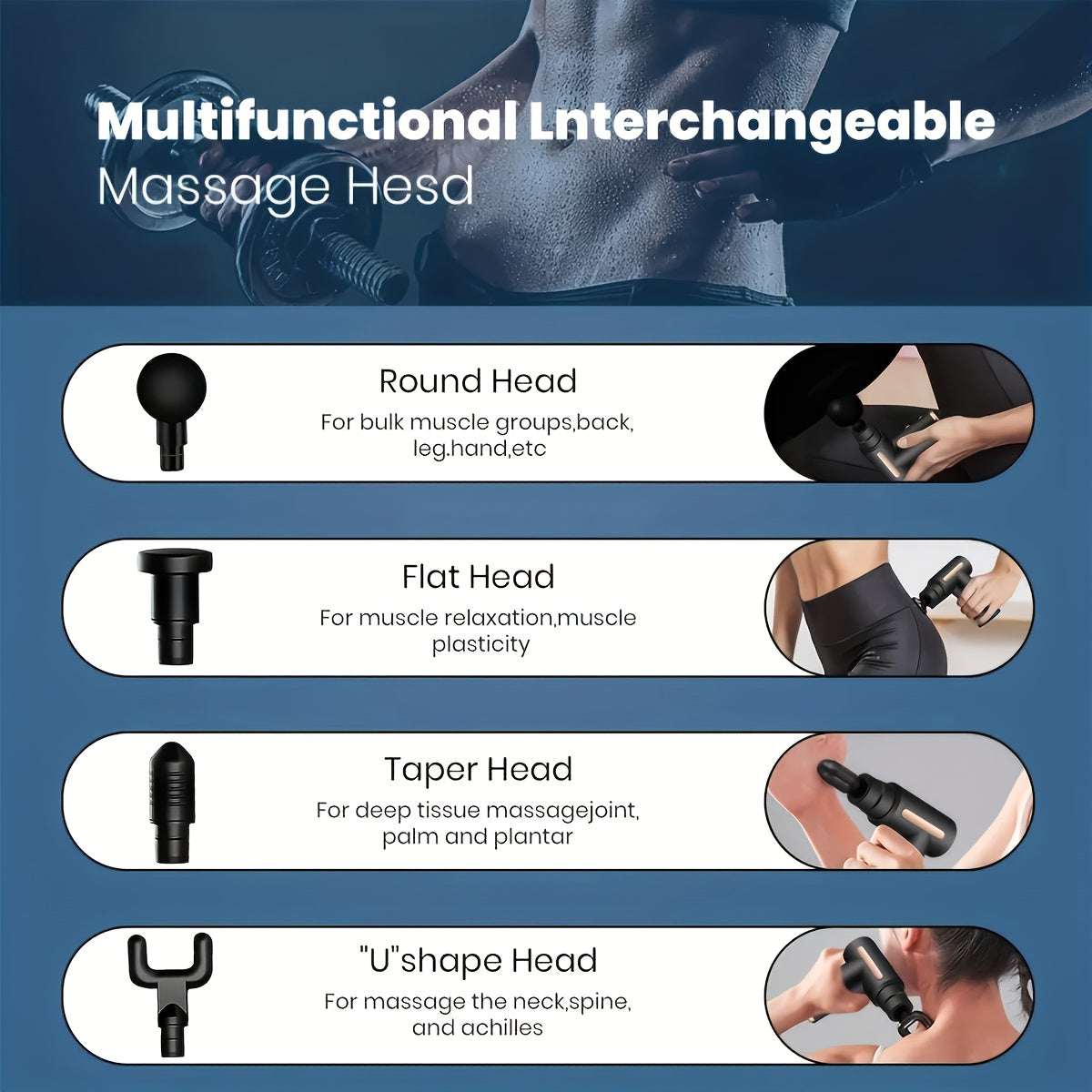 Red Portable Deep Tissue Massager | 6-Speed & 4 Heads & 15-Min Timer｜Professional Muscle Recovery, Anytime Anywhere