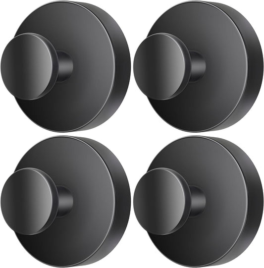 2026 Upgraded Drill-Free Suction Cup Hooks, Stainless Steel Suction Cup Hooks for Shower, Mirror, Wall, Bathroom, Glass, Hanging Towels - 4 Pack, Black