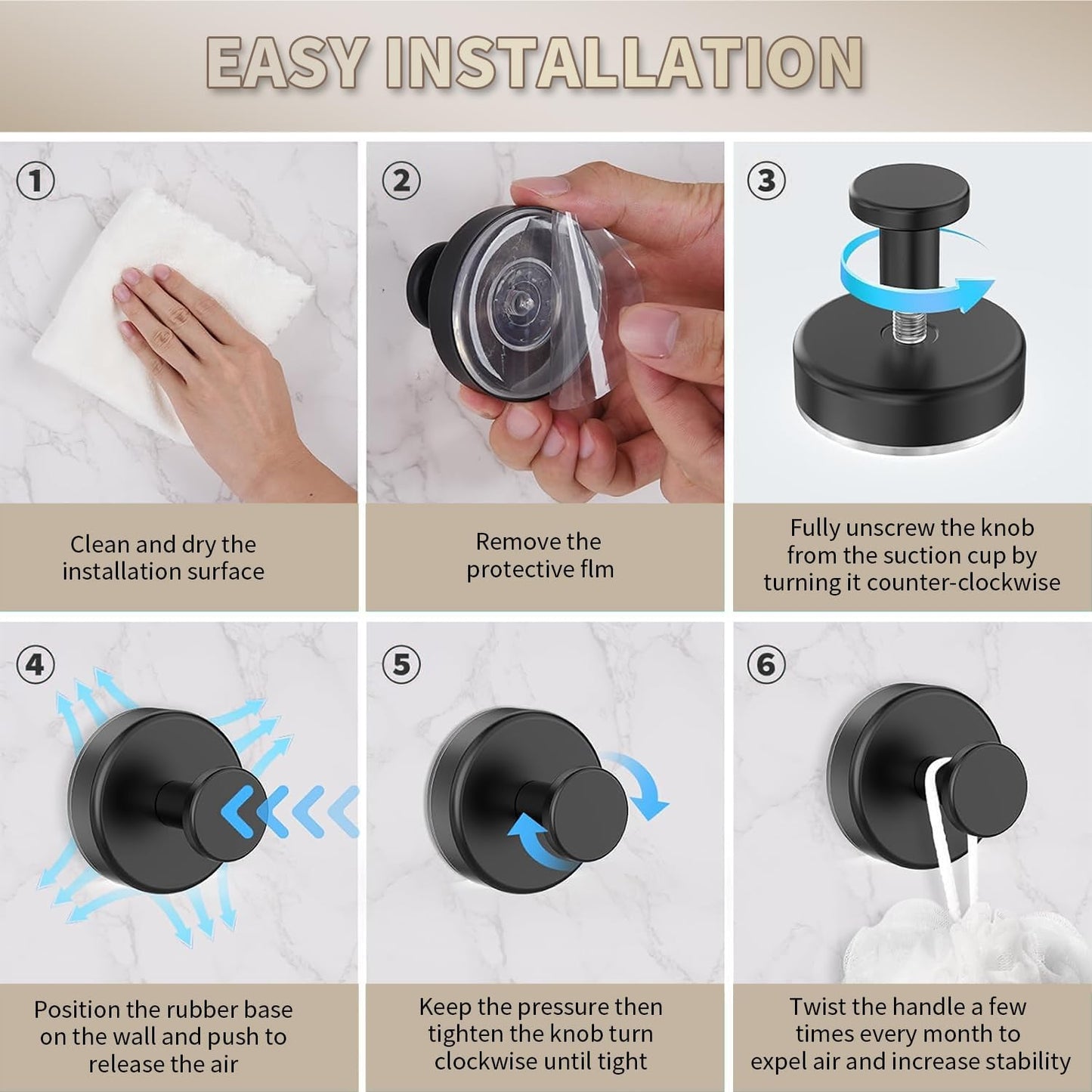 2026 Upgraded Drill-Free Suction Cup Hooks, Stainless Steel Suction Cup Hooks for Shower, Mirror, Wall, Bathroom, Glass, Hanging Towels - 4 Pack, Bright Silver