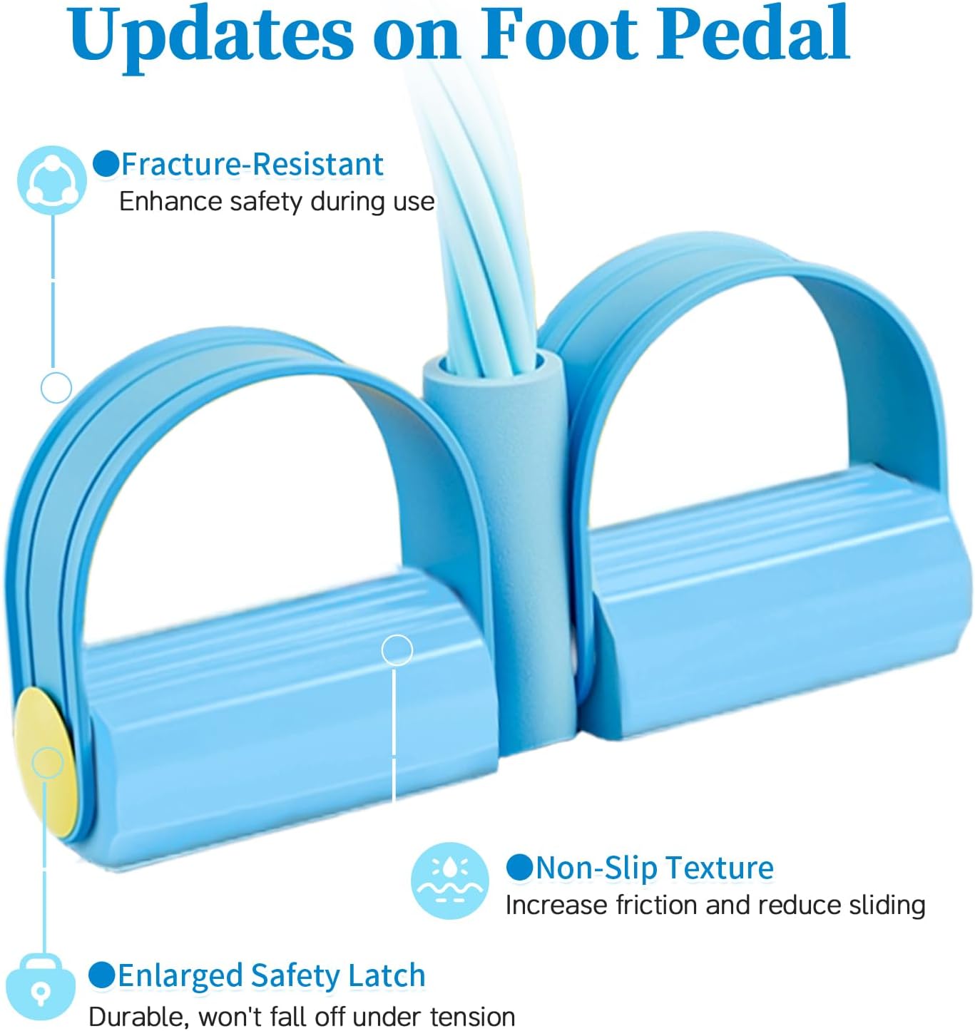 Pedal Resistance Bands with Handles, Upgrade 6-Tubes Manual Tension Training Pedal, Natural Rubber Foot Pedal Resistance Bands, Multifunction Fitness Bands for Abdomen, Waist, Arm, Leg（Blue）