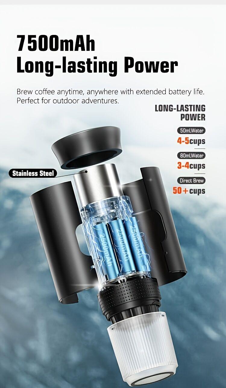 (grey )Upgraded Portable Coffee Maker with Temperature and Power Display, USB-C Charging, Self-Heating & Cold Brew Functions, Compatible with Coffee Capsules/Ground Coffee. Perfect Espresso Machine for Home, Office, Travel, RV, and Camping. Ideal for Offi.