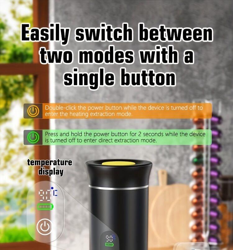 (grey )Upgraded Portable Coffee Maker with Temperature and Power Display, USB-C Charging, Self-Heating & Cold Brew Functions, Compatible with Coffee Capsules/Ground Coffee. Perfect Espresso Machine for Home, Office, Travel, RV, and Camping. Ideal for Offi.