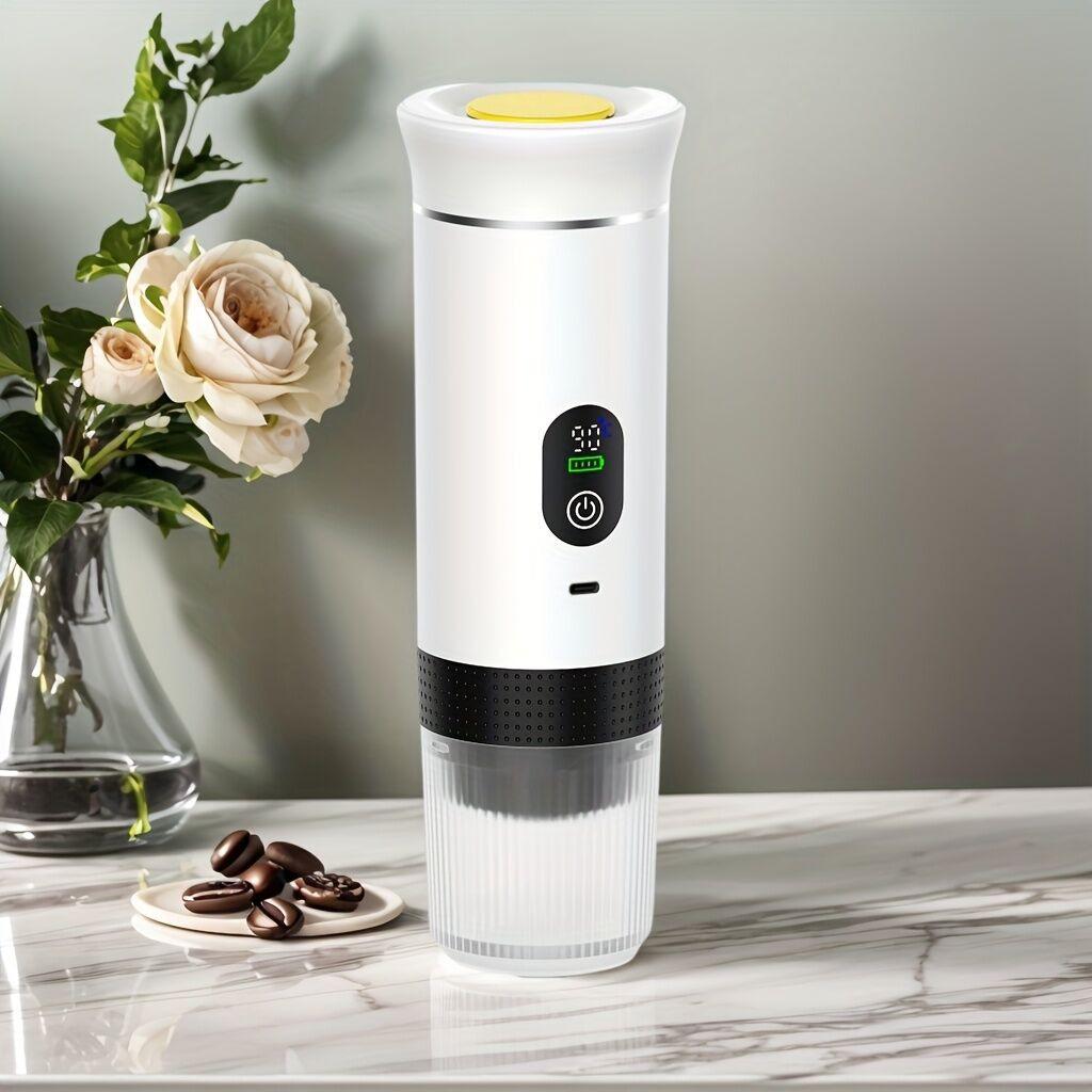 (grey )Upgraded Portable Coffee Maker with Temperature and Power Display, USB-C Charging, Self-Heating & Cold Brew Functions, Compatible with Coffee Capsules/Ground Coffee. Perfect Espresso Machine for Home, Office, Travel, RV, and Camping. Ideal for Offi.