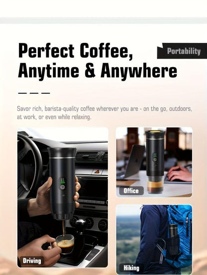 (grey )Upgraded Portable Coffee Maker with Temperature and Power Display, USB-C Charging, Self-Heating & Cold Brew Functions, Compatible with Coffee Capsules/Ground Coffee. Perfect Espresso Machine for Home, Office, Travel, RV, and Camping. Ideal for Offi.