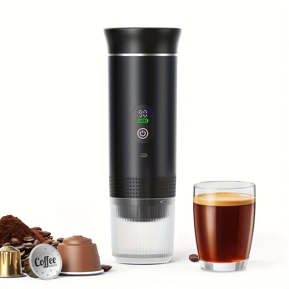 (grey )Upgraded Portable Coffee Maker with Temperature and Power Display, USB-C Charging, Self-Heating & Cold Brew Functions, Compatible with Coffee Capsules/Ground Coffee. Perfect Espresso Machine for Home, Office, Travel, RV, and Camping. Ideal for Offi.