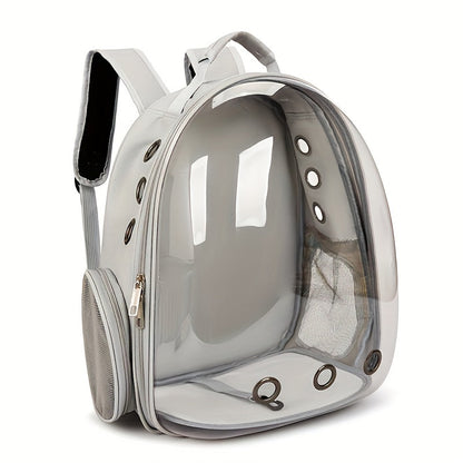 (GREY)Replacement Transparent Pet Backpack with Zipper Closure - Heavy-Duty Structure, Ventilated and Padded Lining - Portable Travel Carrier for Cats, Small Dogs, Airplanes, Trains, Cars - Safe and Comfortable Carrier Backpack for Busy Pet Owners - Ideal