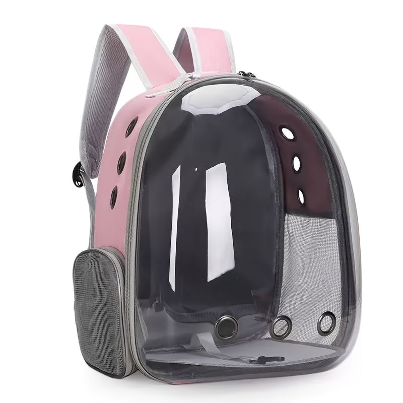 (GREY)Replacement Transparent Pet Backpack with Zipper Closure - Heavy-Duty Structure, Ventilated and Padded Lining - Portable Travel Carrier for Cats, Small Dogs, Airplanes, Trains, Cars - Safe and Comfortable Carrier Backpack for Busy Pet Owners - Ideal
