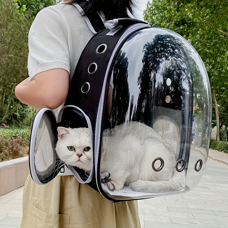 (GREY)Replacement Transparent Pet Backpack with Zipper Closure - Heavy-Duty Structure, Ventilated and Padded Lining - Portable Travel Carrier for Cats, Small Dogs, Airplanes, Trains, Cars - Safe and Comfortable Carrier Backpack for Busy Pet Owners - Ideal