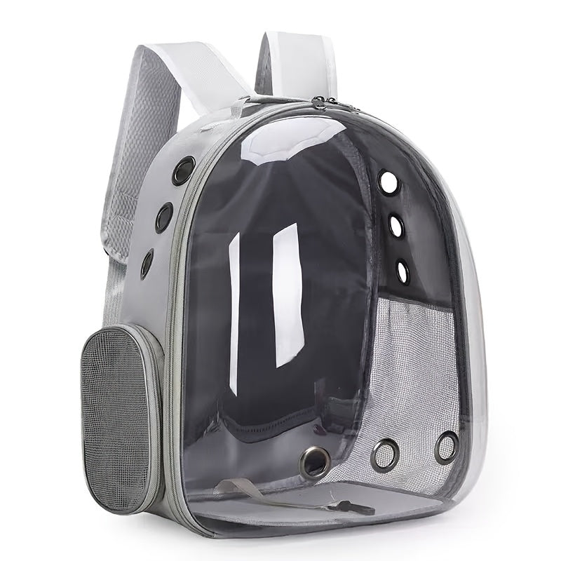 (GREY)Replacement Transparent Pet Backpack with Zipper Closure - Heavy-Duty Structure, Ventilated and Padded Lining - Portable Travel Carrier for Cats, Small Dogs, Airplanes, Trains, Cars - Safe and Comfortable Carrier Backpack for Busy Pet Owners - Ideal