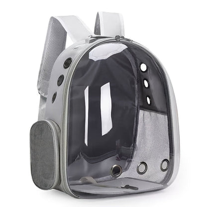 (GREY)Replacement Transparent Pet Backpack with Zipper Closure - Heavy-Duty Structure, Ventilated and Padded Lining - Portable Travel Carrier for Cats, Small Dogs, Airplanes, Trains, Cars - Safe and Comfortable Carrier Backpack for Busy Pet Owners - Ideal