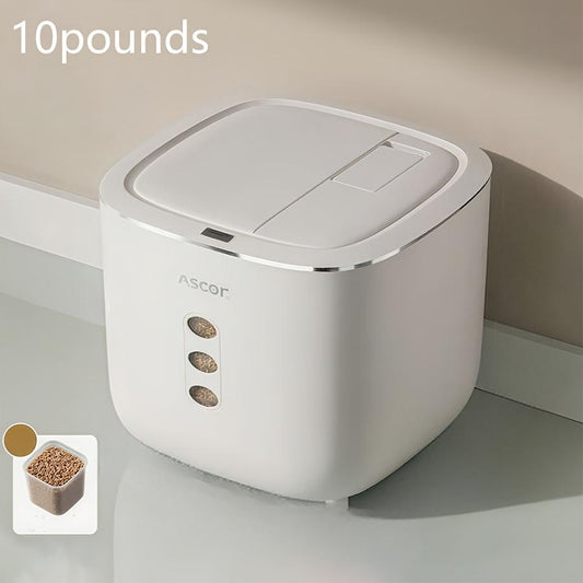 10LB Sealed Pet Food Storage Container | Heavy-Duty Square PP Dispenser with Flip Lid, Easy to Clean, Suitable for Kitchen Pantry