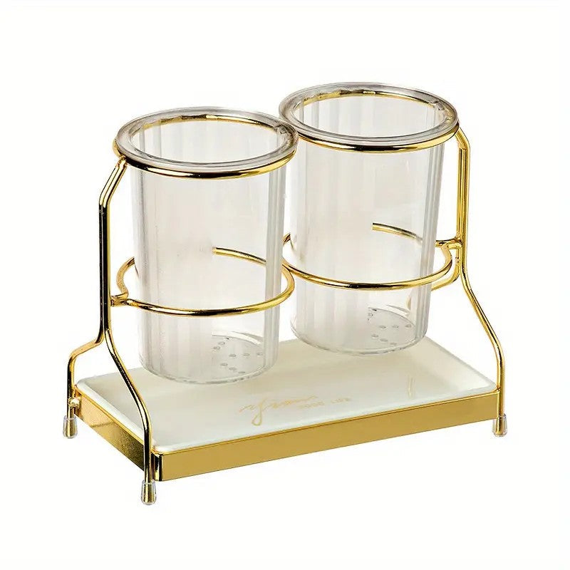 Transparent gold ink color  Luxury Wall-Mounted Cutlery Holder, Household Knife Fork Spoon Organizer, New Kitchen Utensil Drainer and Chopstick Container, Tableware Storage Rack