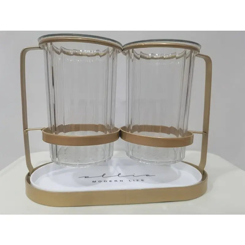Transparent gold ink color  Luxury Wall-Mounted Cutlery Holder, Household Knife Fork Spoon Organizer, New Kitchen Utensil Drainer and Chopstick Container, Tableware Storage Rack