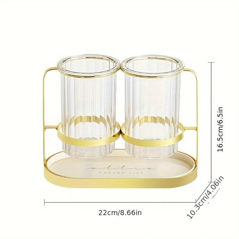Transparent gold ink color  Luxury Wall-Mounted Cutlery Holder, Household Knife Fork Spoon Organizer, New Kitchen Utensil Drainer and Chopstick Container, Tableware Storage Rack