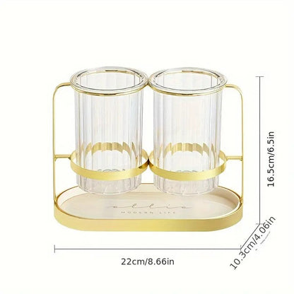 Transparent gold ink color  Luxury Wall-Mounted Cutlery Holder, Household Knife Fork Spoon Organizer, New Kitchen Utensil Drainer and Chopstick Container, Tableware Storage Rack