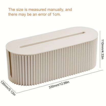 One Lidded Cable Management Box — Suitable for Desk and TV Cables, Perfect for Home Office, Gaming Setups, and Living Room Storage | Power Strip Organizer, Neat Appearance, Efficient Compartment Design （Light khaki）