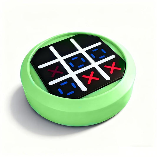 4-in-1 Electronic Tic Tac Toe Game: AI Battle, Two-Player Mode, Memory & Speed Challenge | Handheld Portable Game Console, Suitable for Both Kids and Adults (Batteries Not Included)ï¼greenï¼.
