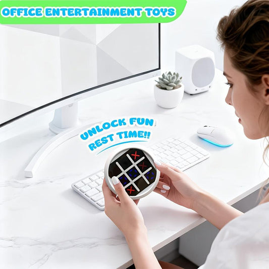 4-in-1 Electronic Tic Tac Toe Game: AI Battle, Two-Player Mode, Memory & Speed Challenge | Handheld Portable Game Console, Suitable for Both Kids and Adults (Batteries Not Included)ï¼WHITEï¼.