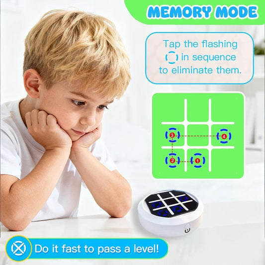 4-in-1 Electronic Tic Tac Toe Game: AI Battle, Two-Player Mode, Memory & Speed Challenge | Handheld Portable Game Console, Suitable for Both Kids and Adults (Batteries Not Included)ï¼WHITEï¼.
