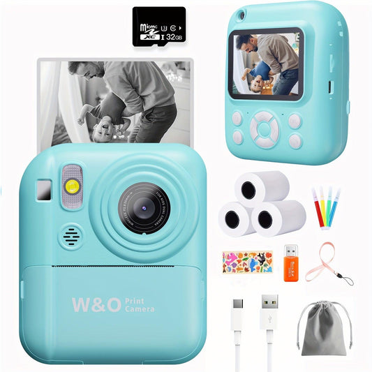 Instant-Fun Camera: HD Photos, Filter Effects, Time-lapse Selfies, Built-in Games & Music, All-in-One Fun with Type-C Fast Charging.(BLUE).