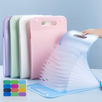 13-Pocket Accordion File Folder — A4 Portable Vertical Folding Organizer with Index Tabs, Suitable for School, Office, Student, and Professional Document Organization, Made of High-Clarity Waterproof Material, Expandable Multi-Functional File Pouch（PURPLE