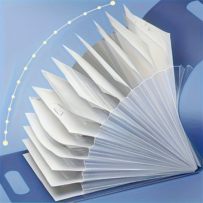 13-Pocket Accordion File Folder — A4 Portable Vertical Folding Organizer with Index Tabs, Suitable for School, Office, Student, and Professional Document Organization, Made of High-Clarity Waterproof Material, Expandable Multi-Functional File Pouch（PURPLE