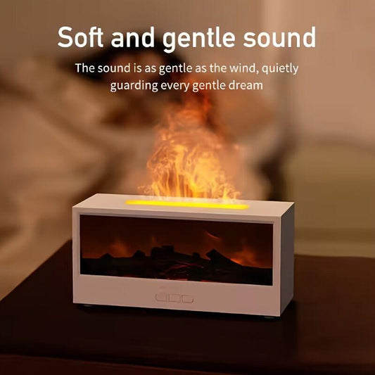Aromatic Essential Oil Fireplace Diffuser Color Flame Diffuser Bonfire Fireplace Humidifier with Remote for Home and Office(WHITE).