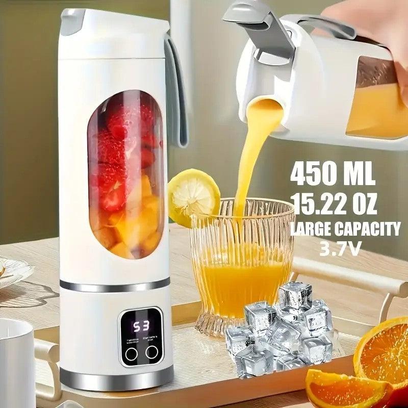 Portable USB Electric Blending Cup with 15.21 oz Capacity (1300 mAh / 3.7 V) â Ideal for Smoothies, Whipped Drinks, Travel, and Fitness.(PINK).