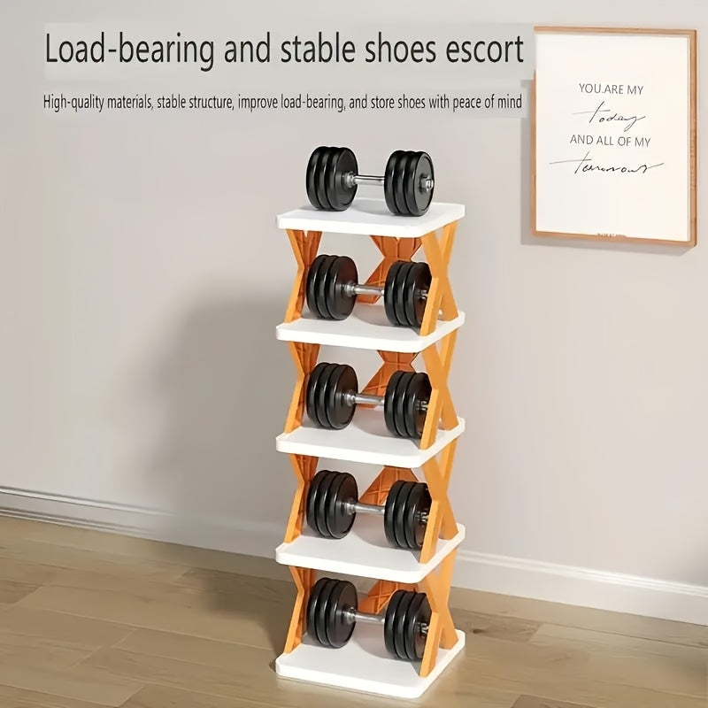 9-Tier Foldable White/Black Shoe Rack, space-saving vertical design for entry halls, living rooms, bedrooms, closets, balconies—an essential organizing storage shelf for college dormitories.