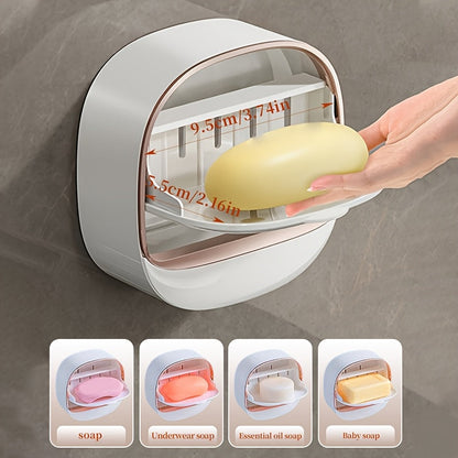 No-Drill High-End Drain Household Soap Holder, Waterproof ABS Soap Dish Organizer, Suitable for Bathrooms and Shower Rooms, Bathroom Accessory, Ideal Choice for Soap Dish and Soap Holder(LIGHT GREEN)