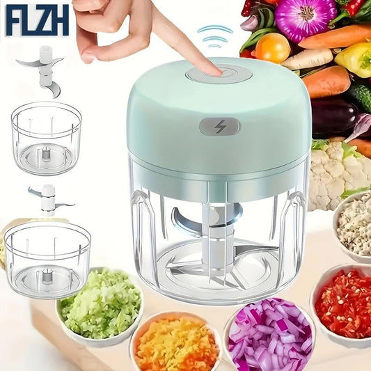GREEN Mini Electric Garlic Chopper, Meat Grinder, and Vegetable Chopper, USB Rechargeable Mini Food Blender, Efficient Small Food Processor, Suitable for Ginger, Chili, Fruits, and Meat.