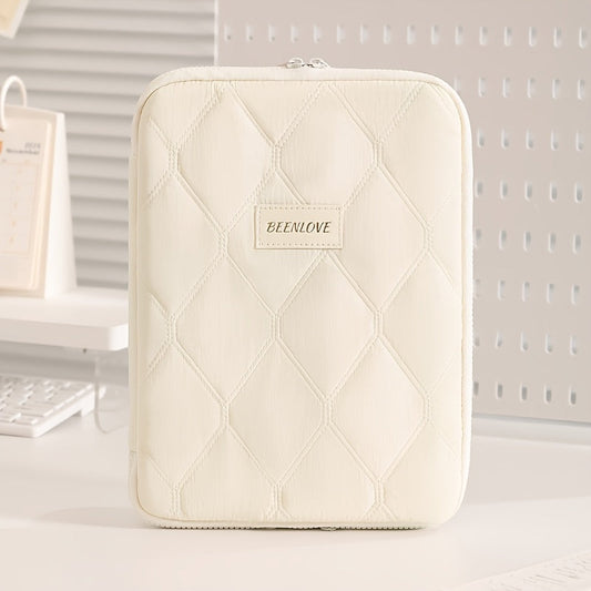 (beige)**BEENLOVE Tablet Storage Bag: 180° Full-Open Independent Compartment, Shockproof & Portable, Multifunctional Design**