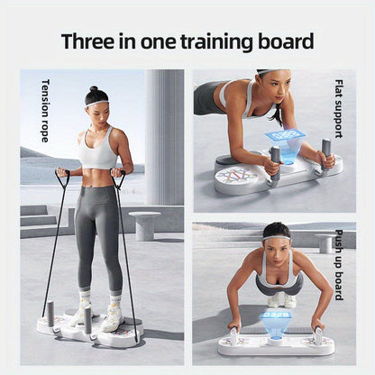 BLACK Three-in-One Training Board: Push-Ups, Planks & Resistance Band Workouts — Your All-in-One Home Fitness Solution