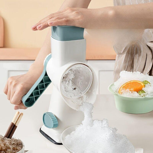 Three-Step Hand-Crank Ice Crusherï½Transparent Ice Box for Visible Operation, Anti-Slip Effort-Saving Design, 23.5cm Compact Body for Ice Making Anywhere.