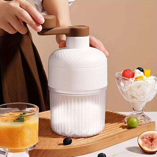 Hand-Crank Ice Maker in 10 Secondsï½Anti-Slip Handle + Transparent Large Ice Box, Unlock Colorful Summer Smoothies & Shaved Ice.
